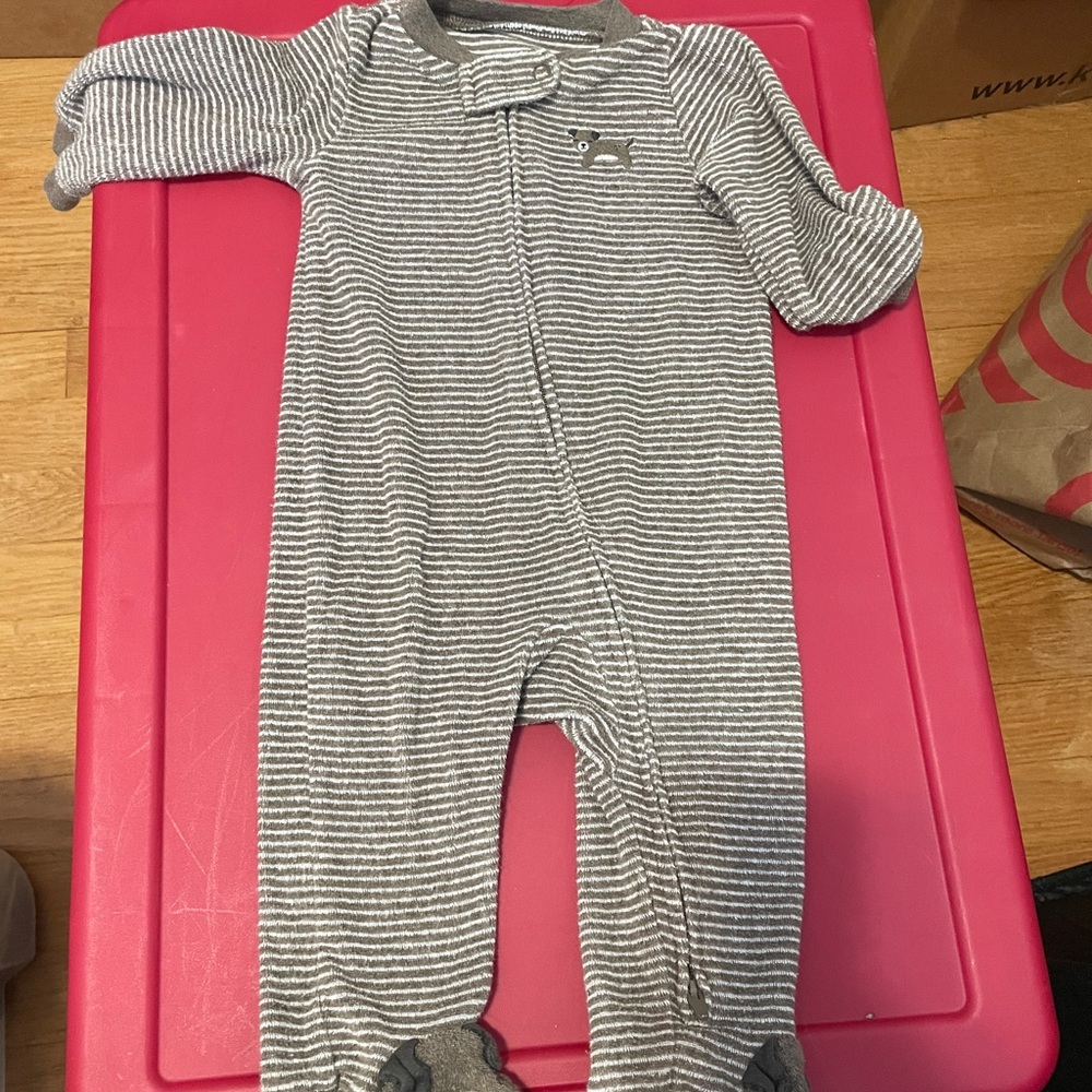 Carter's Brown and White Striped Footie